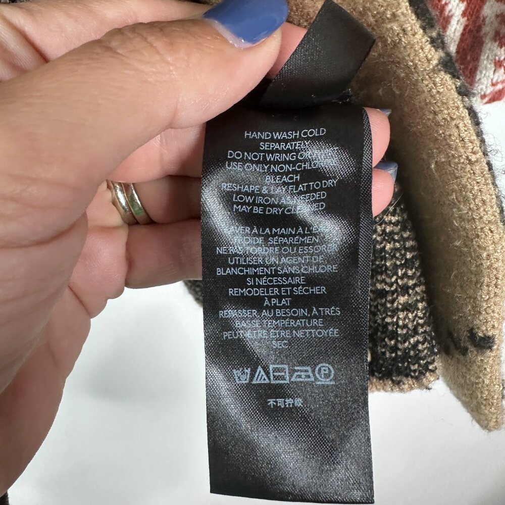 Anthropologie Lola Cocoon Cardigan Open Front Patchwork Tan Red XS/S #A1045 - Picture 13 of 16